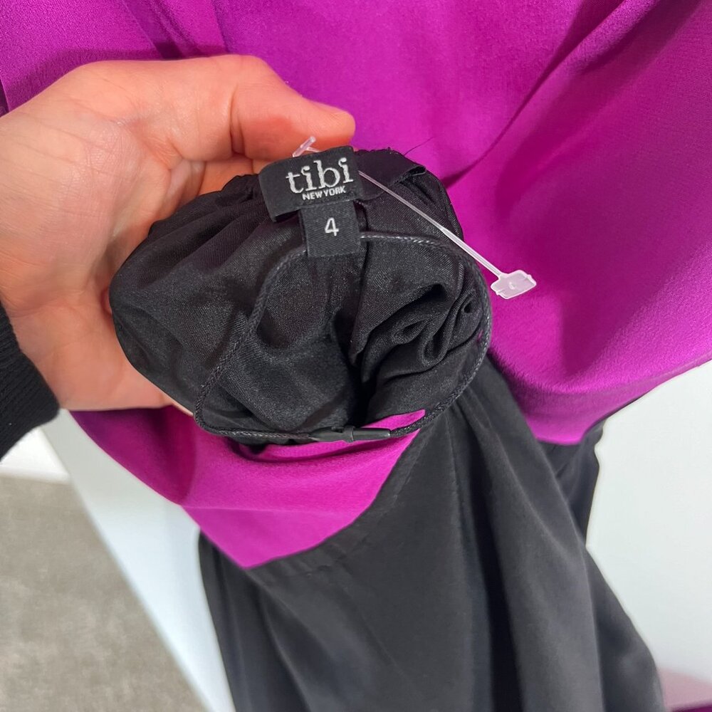Tibi Matte Silk Color Block Black & Purple Open B… - image 5
